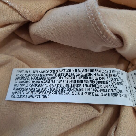 Forever 21 Peach Metallic Skater Dress Sz M Fit N Flare Long Sleeves Round Neck - Picture 14 of 16